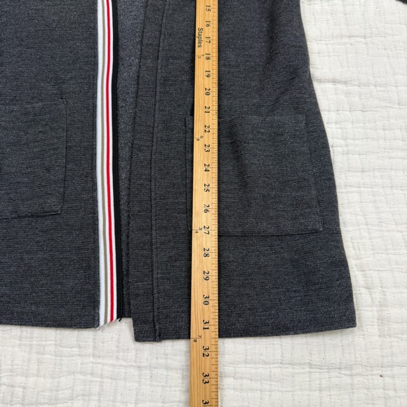 Zara Man Cardigan Mens Gray Stripe Trim Long Sleeve Knit Sweater Coat Size L - Picture 7 of 10